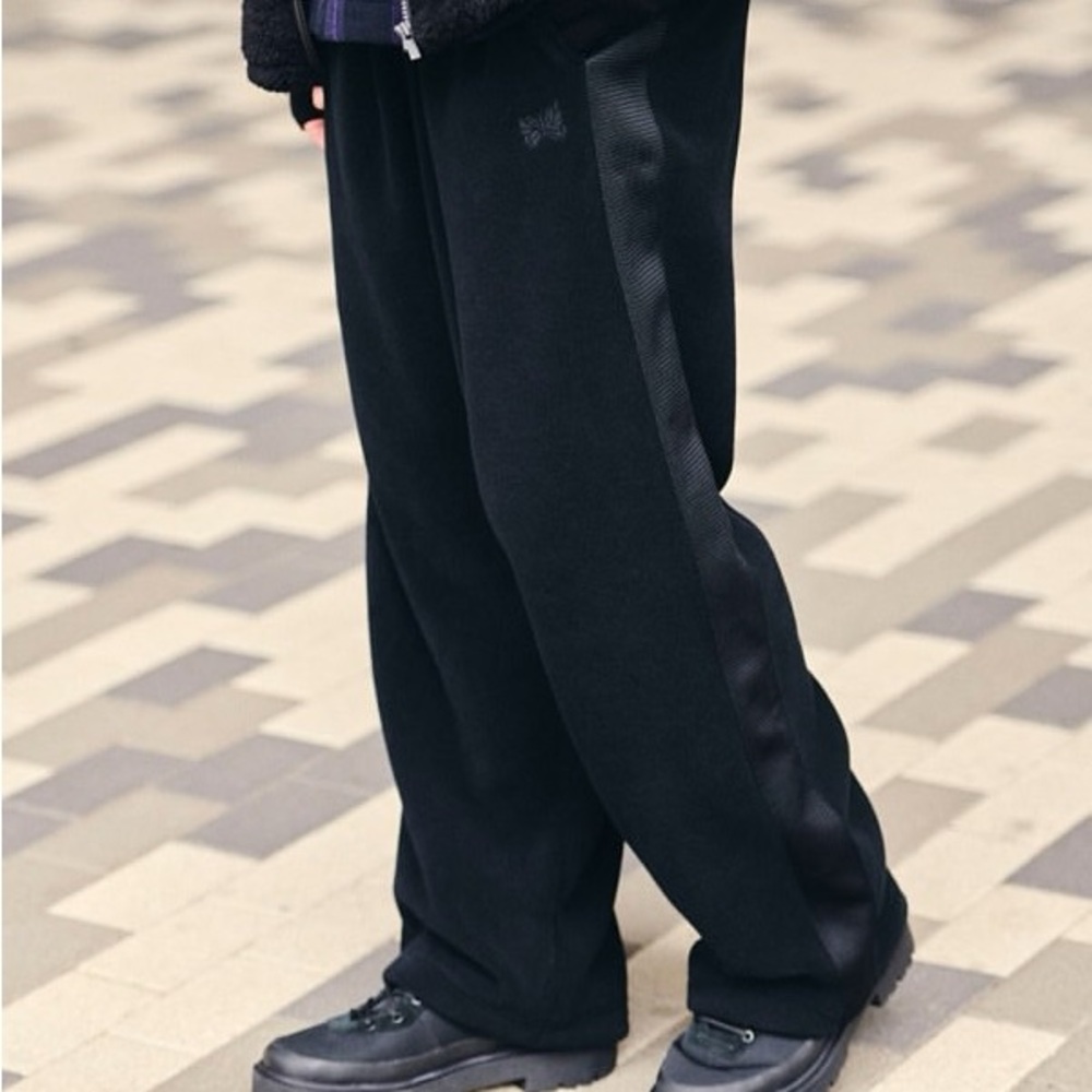 UNIQLO NEEDLES FLEECE WIDE PANTS - BLACK S